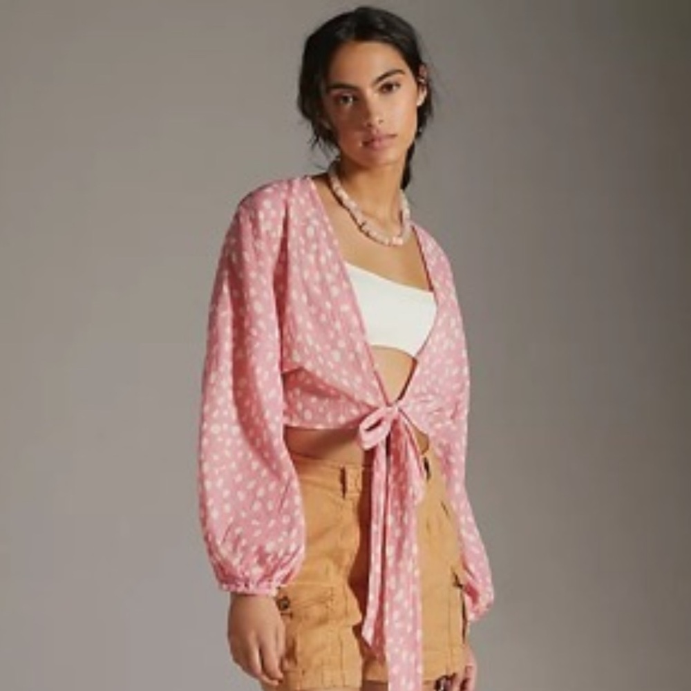 FREE WITH PURCHASE Anthropologie Tie Front Top